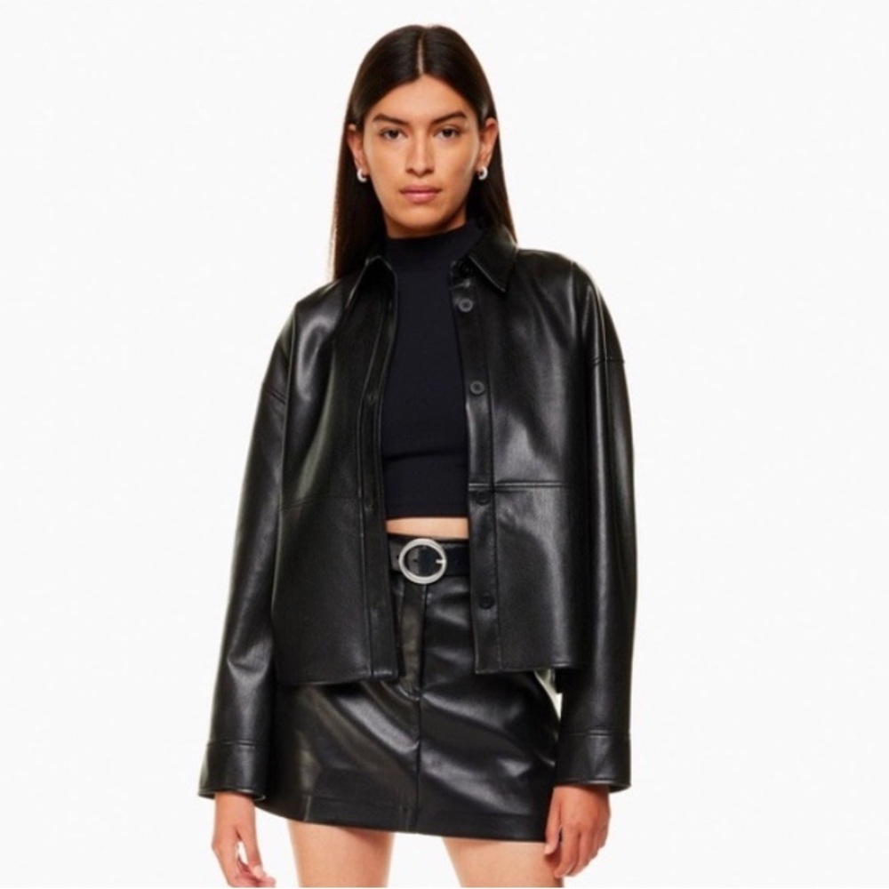 Aritzia Babaton Little Cropped Jacket - Classic Vegan Leather button-up jacket